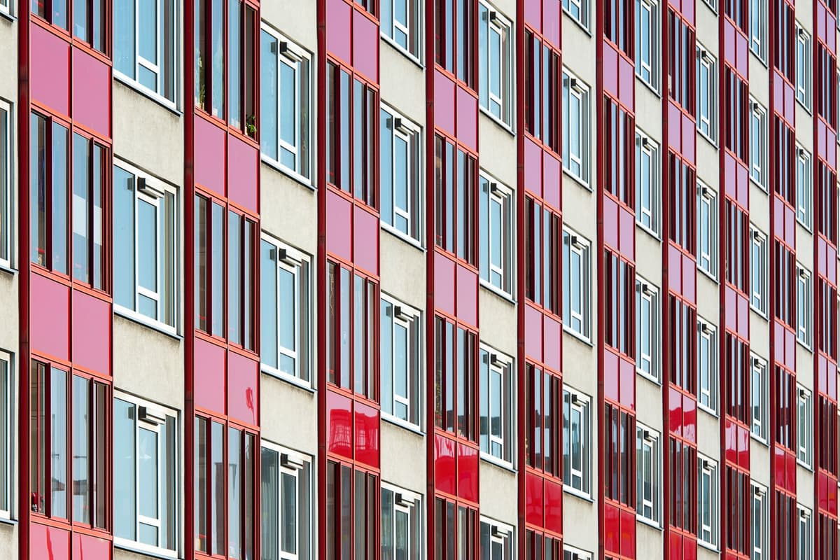 Rows of modern office buildings